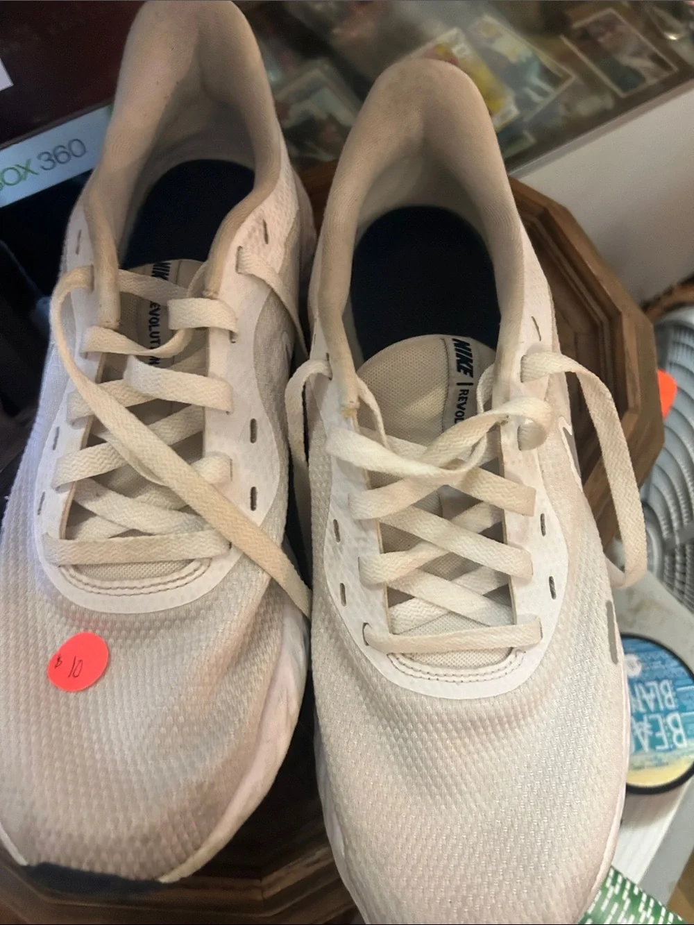 Nike White and Gray Mesh Trainer Sneakers